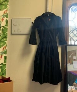Pinup Girl Clothing Shop All In-Stock Items By Size OYS - Haunted Housewife Dress In Black Sateen - L82