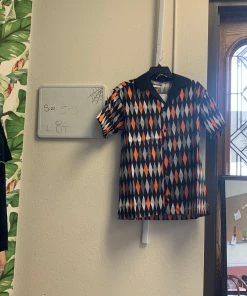 Pinup Girl Clothing Shop All In-Stock Items By Size OYS - Unisex Buttondown Shirt In Halloween Harlequin - L84