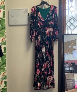 Pinup Girl Clothing OYS - Sample Faux Wrap Maxi Dress In Mixed Floral - L84