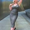Traci Lords For Couture For Every Body Traci Wiggle Dress In Silver Lurex | Traci Lords