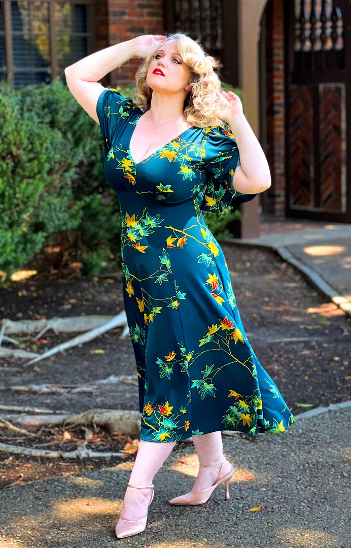 Viva Dress In Falling Leaves Crepe | Laura Byrnes Designs What's New, Pussycat? 3 Viva Dress In Falling Leaves Crepe | Laura Byrnes Designs What's New, Pussycat?