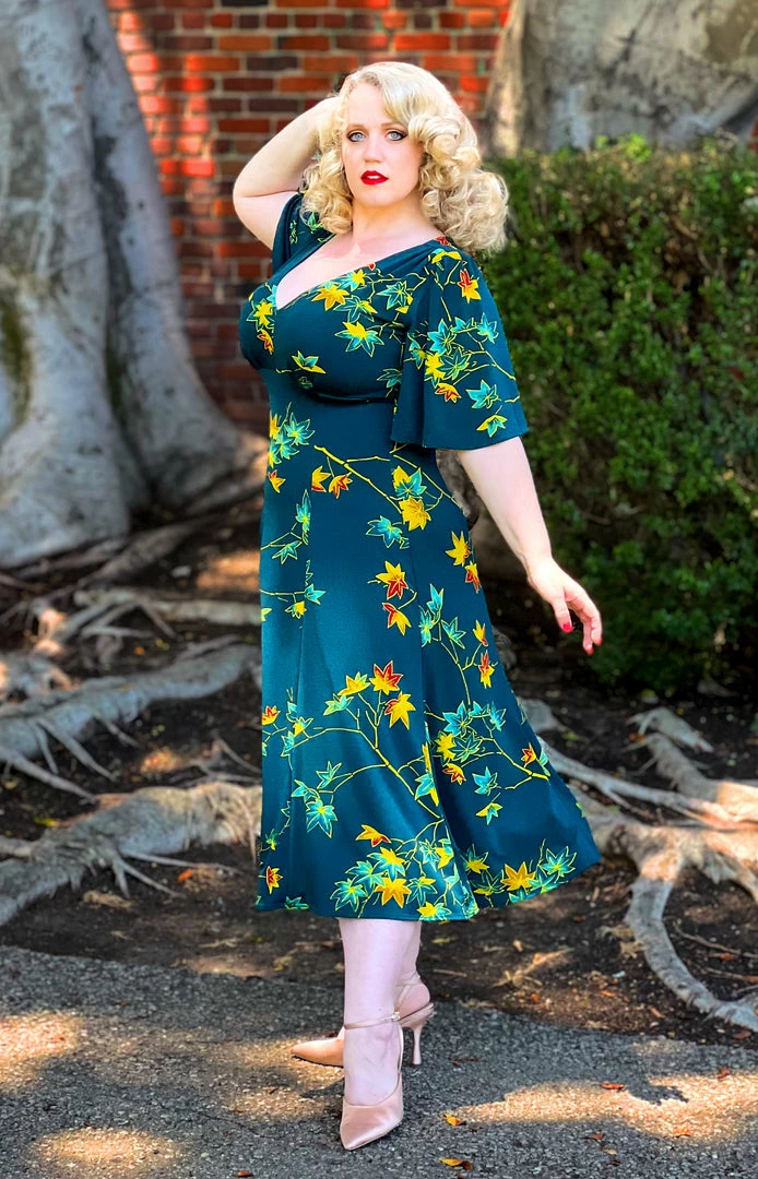 Viva Dress In Falling Leaves Crepe | Laura Byrnes Designs What's New, Pussycat? 4 Viva Dress In Falling Leaves Crepe | Laura Byrnes Designs What's New, Pussycat?