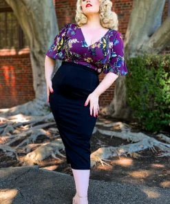 Viva Blouse In Purple Butterfly Crepe | Laura Byrnes Design