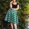 Final Sale - Doris Vintage Swing Skirt In House Harlequin Green | Pinup Couture