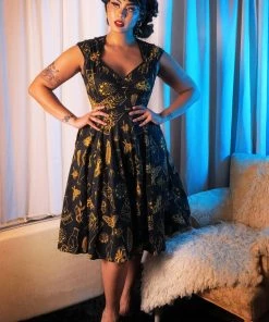 LBHM Final Sale - Heidi Dress In Stregheria Print Sateen | Laura Byrnes & Hope Johnstun