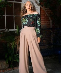 LBHM Final Sale - Sylvie Long Sleeve Peasant Top In Dark Floral Crepe | Laura Byrnes & Hope Morrison
