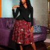 LBHM Shop All In-Stock Items By Size Final Sale - Bella Vintage Swing Skirt In Burgundy Victorian Bats Print Cotton Sateen | Laura Byrnes & Hope Morrison
