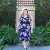Final Sale - The Stephanie Wiggle Dress In Purple Pastel Floral | Pinup Couture Shop All In-Stock Items By Size