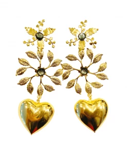 Pink Reef Gold Floral Heart Earrings What's New, Pussycat?