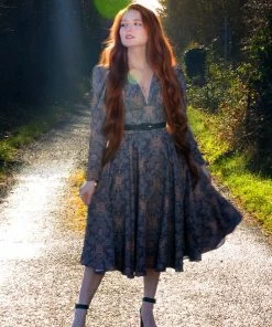 LBHM All In Stock Size XS Luna 40s Swing Dress In Royal Woods Crepe | Laura Byrnes & Hope Johnstun 10 LBHM All In Stock Size XS Luna 40s Swing Dress In Royal Woods Crepe | Laura Byrnes & Hope Johnstun