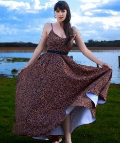 LBHM Amalie Ballerina Daytime Maxi Gown In Gold And Black Medallions Crepe | Laura Byrnes & Hope Johnstun