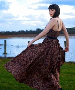 LBHM Amalie Ballerina Daytime Maxi Gown In Gold And Black Medallions Crepe | Laura Byrnes & Hope Johnstun