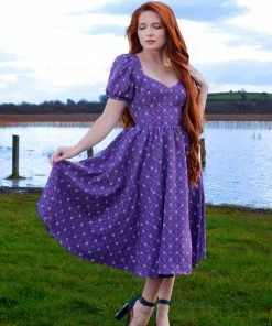 LBHM Lucrezia Day Dress In Crown Print Crepe | Laura Byrnes & Hope Johnstun