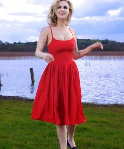 Jenny Dress In Cherry Red Crepe | Pinup Couture