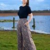 LBHM Dietrich Vintage Wide Leg Palazzo Pants In Royal Woods 30" Inseam | Laura Byrnes & Hope Johnstun 1 LBHM Dietrich Vintage Wide Leg Palazzo Pants In Royal Woods 30" Inseam | Laura Byrnes & Hope Johnstun