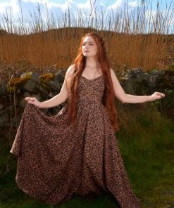 LBHM Amalie Ballerina Daytime Maxi Gown In Gold And Black Medallions Crepe | Laura Byrnes & Hope Johnstun