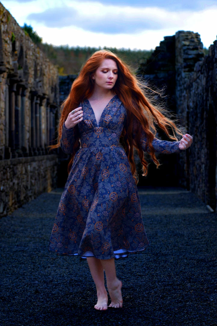 LBHM All In Stock Size XS Luna 40s Swing Dress In Royal Woods Crepe | Laura Byrnes & Hope Johnstun 6 LBHM All In Stock Size XS Luna 40s Swing Dress In Royal Woods Crepe | Laura Byrnes & Hope Johnstun