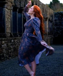 LBHM All In Stock Size XS Luna 40s Swing Dress In Royal Woods Crepe | Laura Byrnes & Hope Johnstun