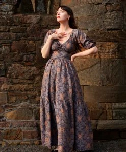 LBHM Molly Maxi Gown In Royal Woods Crepe | Laura Byrnes & Hope Johnstun