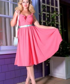 Linda Dress In Solid Coral | Pinup Couture What's New, Pussycat?