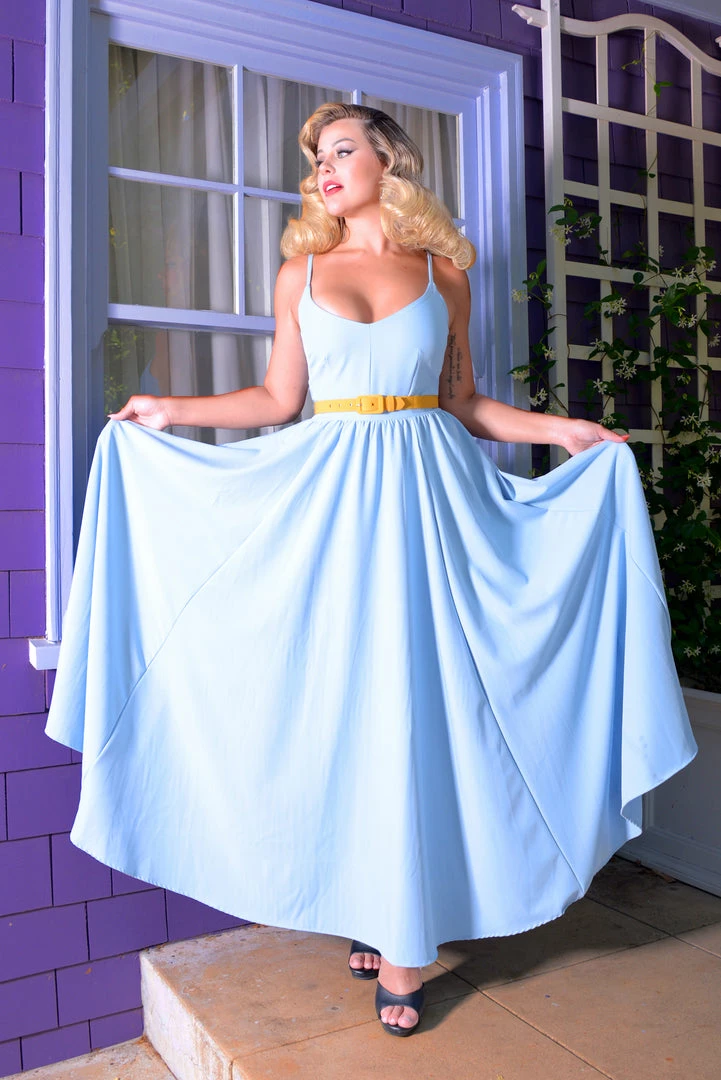 Pinup Couture What's New, Pussycat? Amalie Ballerina Daytime Maxi Gown In Light Blue Crepe | Laura Byrnes 5 Pinup Couture What's New, Pussycat? Amalie Ballerina Daytime Maxi Gown In Light Blue Crepe | Laura Byrnes