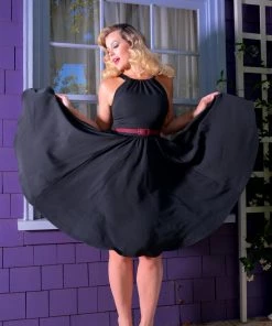 OYS - Harley Swing Dress In Black Twill | Pinup Couture - L75 Shop All In-Stock Items By Size
