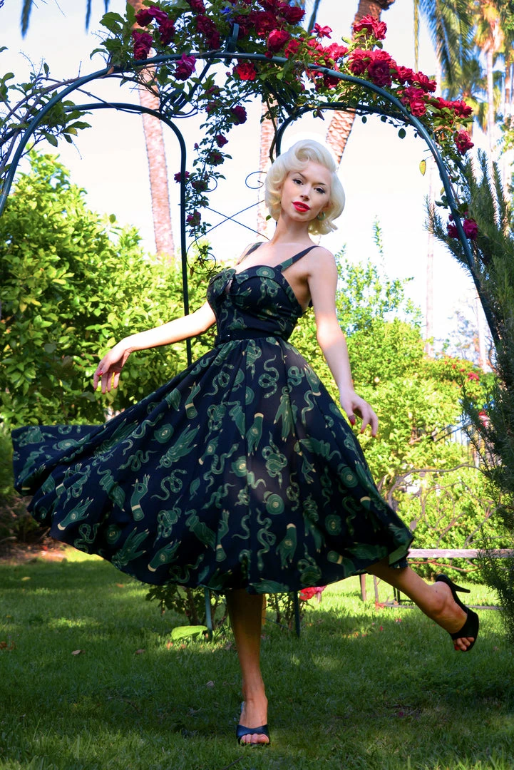 LBHM What's New, Pussycat? Linda Dress In Black Garden Of Eden Snake Print | Laura Byrnes & Hope Johnstun 3 LBHM What's New, Pussycat? Linda Dress In Black Garden Of Eden Snake Print | Laura Byrnes & Hope Johnstun