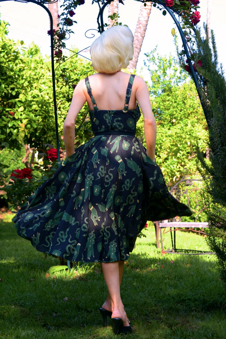 LBHM What's New, Pussycat? Linda Dress In Black Garden Of Eden Snake Print | Laura Byrnes & Hope Johnstun 5 LBHM What's New, Pussycat? Linda Dress In Black Garden Of Eden Snake Print | Laura Byrnes & Hope Johnstun