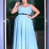 Pinup Couture What's New, Pussycat? Amalie Ballerina Daytime Maxi Gown In Light Blue Crepe | Laura Byrnes