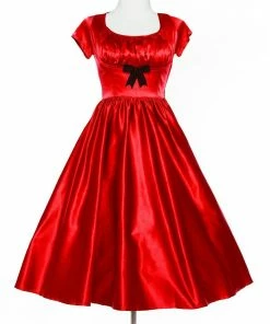 Final Sale - Evelyn Vintage Cocktail Dress In Red Bridal Satin | Pinup Couture Shop All In-Stock Items By Size
