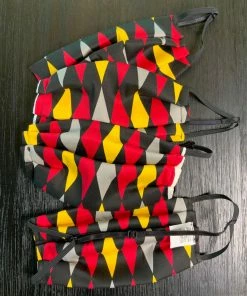 Pinup Girl Clothing What's New, Pussycat? Social Distancing Fabric Masks - Set Of 4pcs - Style #5 - Adult - Red House Harlequin Cotton Sateen