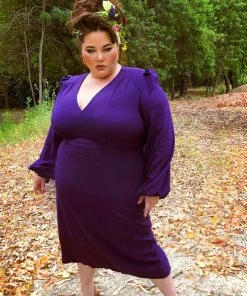Laura Byrnes Design Final Sale - Rachel Dress In Purple Stretch Crepe By Traci Lords Shop All In-Stock Items By Size