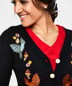 Ginny Woodland Cardigan In Black | Voodoo Vixen What's New, Pussycat?