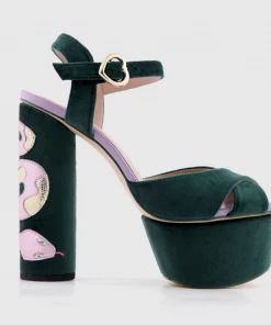Anaconda Heels In Green Velvet | Butrich What's New, Pussycat?