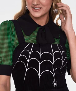 Final Sale - Charlotte Corduroy Overall Dress In Black | Voodoo Vixen