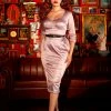 Pinupgirlclothing.com Mona Wiggle Dress In Victorian Pink Satin | Pinup Couture