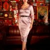 Pinupgirlclothing.com OYS - S, M, XL, 2X Mona Wiggle Dress In Victorian Pink Satin | Pinup Couture - L50