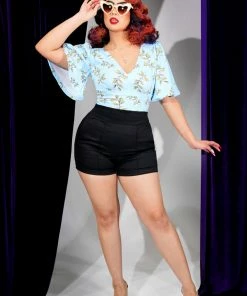What's New, Pussycat? High Waisted Shorts In Black Twill | Laura Byrnes Design