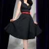 Pinupgirlclothing.com Heidi Vintage A-Line Dress In Solid Black Cotton Sateen | Pinup Couture Shop All In-Stock Items By Size