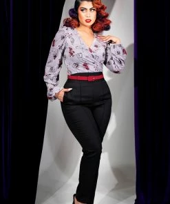 Laura Byrnes Design Vintage High Waisted Tapered Long Trousers In Black Stretch Twill | Laura Byrnes Shop All In-Stock Items By Size