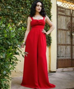 Rubber Ducky Final Sale - Sweetheart Jumpsuit In Red Shop All In-Stock Items By Size