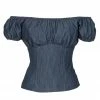 LBHM Final Sale - Classic Peasant Top In Blue Denim | Pinup Couture