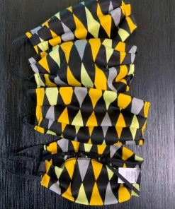 Pinup Girl Clothing Social Distancing Fabric Masks - Set Of 4pcs - Adult - Yellow House Harlequin Cotton Sateen