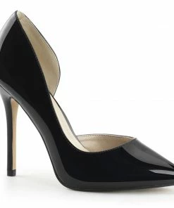 Pleaser Under $60 Amuse Me D'Orsay Pump In Black Patent Vegan Leather