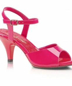 Pleaser Barbee Girl Kitten Heel Sandal In Hot Pink Vegan Patent Leather Under $60