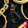 Alibaba Vintage Black Cat Enameled Brooch