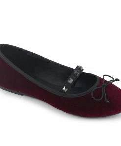 Pleaser Demitri Ballet Flats In Burgundy Velvet
