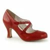 Pleaser Flapper Double Strap Mary Jane Kitten Heel In Red