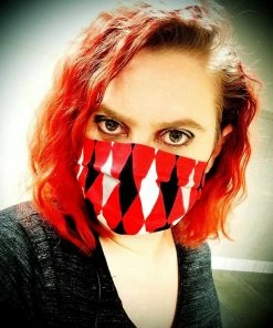 Pinup Girl Clothing Social Distancing Fabric Masks - Set Of 4pcs - Style #5 - Adult - Harley-quin Print Cotton Sateen Shop All In-Stock Items By Size