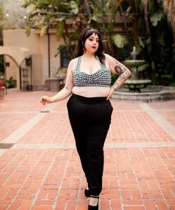 Traci Lords For Couture For Every Body Shop All In-Stock Items By Size Final Sale - Allison Crop Top In Houndstooth Bengaline By Traci Lords